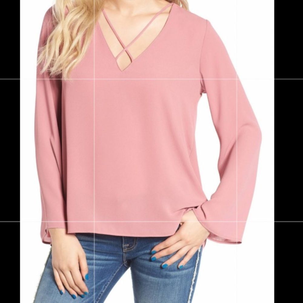 Lush burn pink long Sleeve blouse